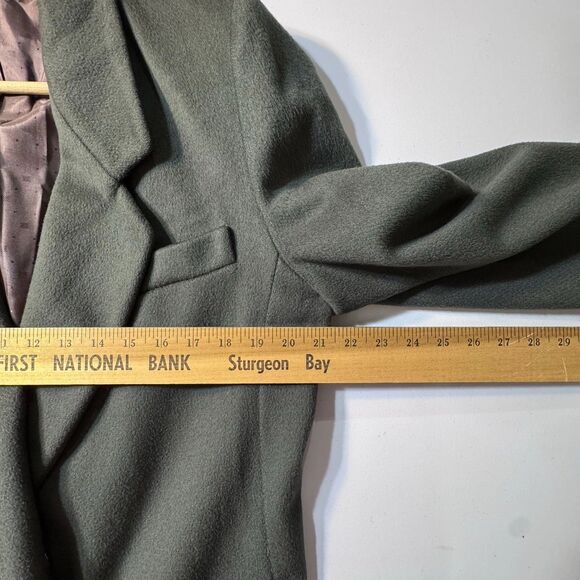 90s VTG Ashley Scott Long Coat Woman XL  100% Wool Green Over/Peacoat Lined - Picture 4 of 14